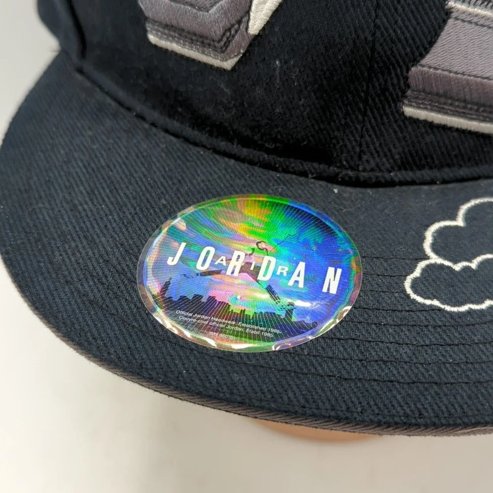 Air Jordan AJ Retro 8 Hat Men 7 1/2 Black Embroidered Logo Jumpman Fitted Cap